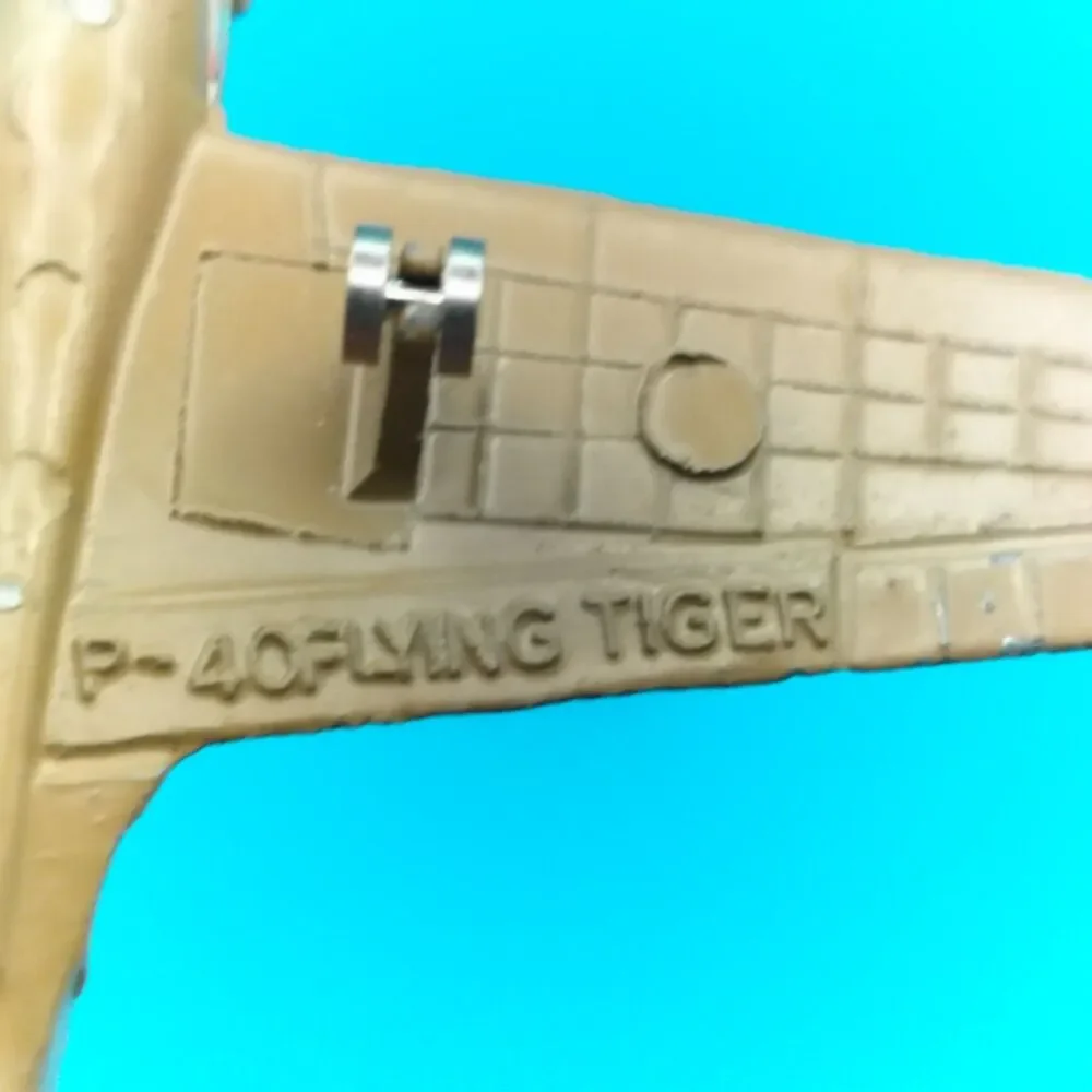 A136 Vintage Toy Airplane P-40 Flying Tiger Tan Camo Diecast Metal Painted Plane
